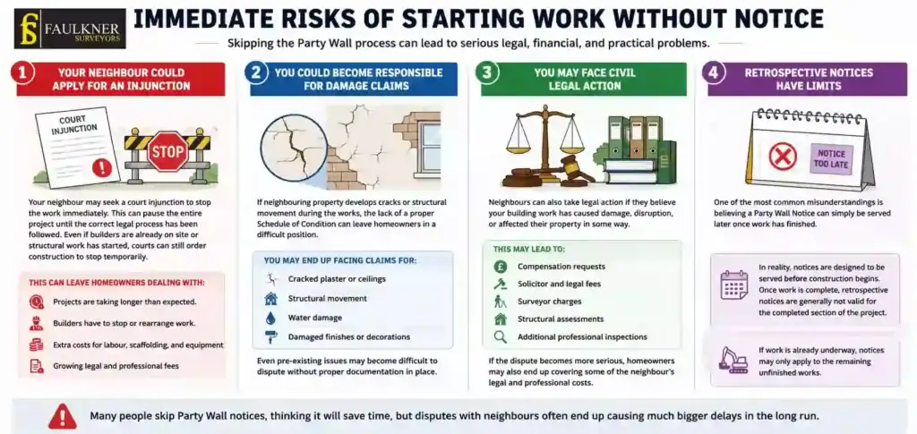Immediate Risks of Starting Work Without Party Wall Notice 